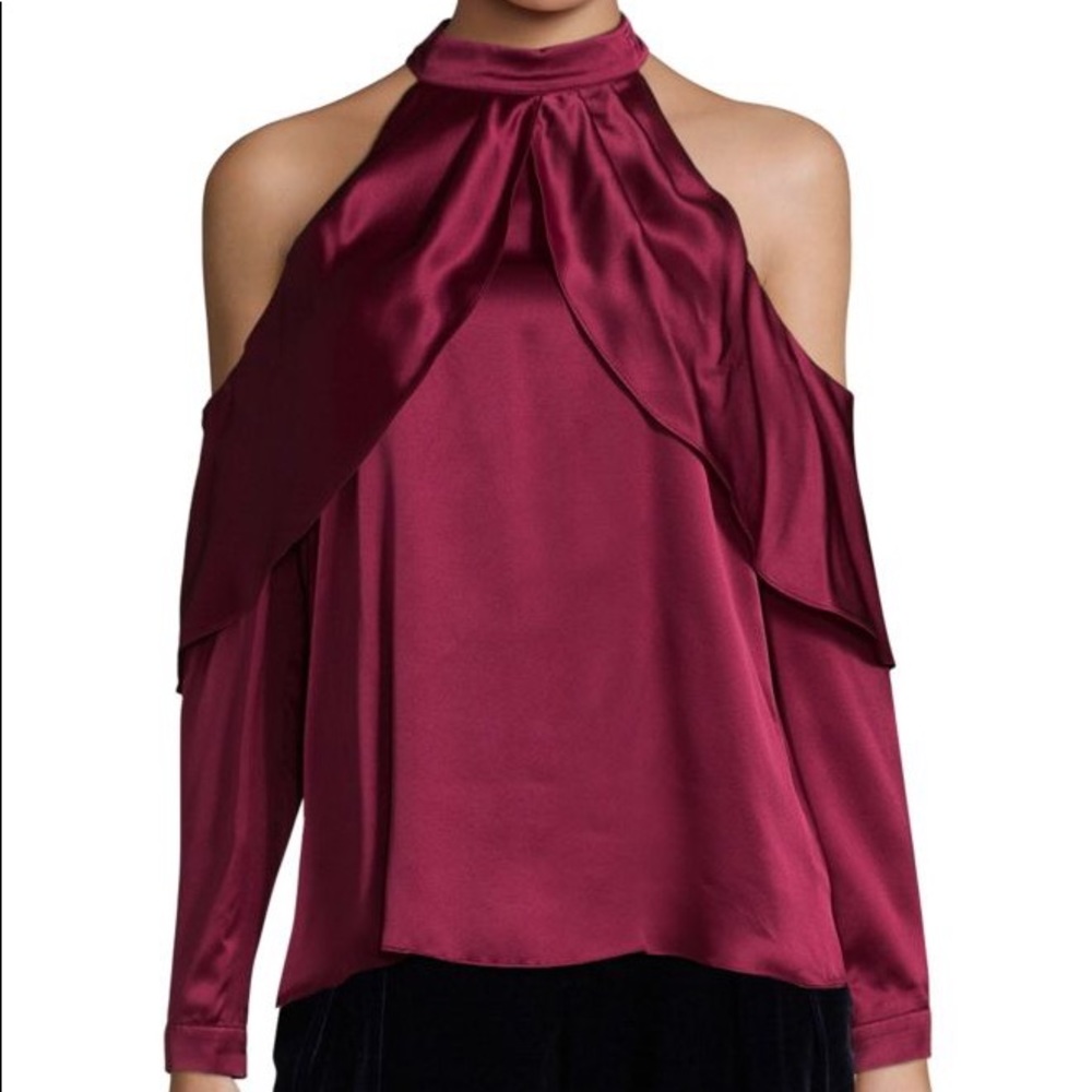 BRAND NEW! Ruffle Off-The-Shoulder Silk Blouse